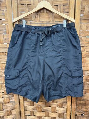 Men's Black Cargo Cycling Shorts with Integrated Webbing Belt